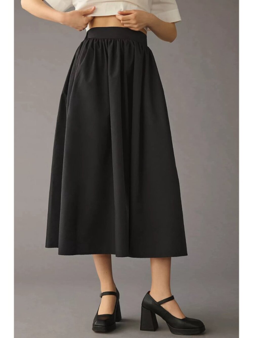 Mare Mare x Anthropologie A-Line Midi Skirt in Black - Picture 2 of 9